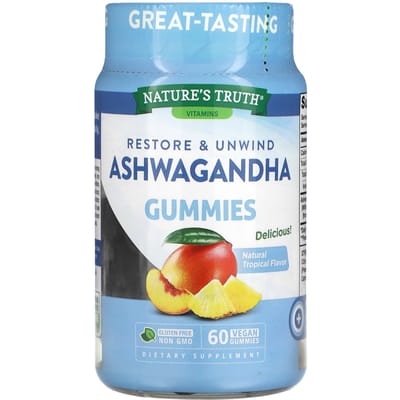 Nature's Truth, ashwagandha, tropical naturel, gommes véganes, 60 comprimés