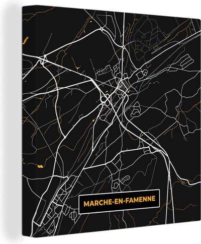 Canvas Schilderij Goud - Stadskaart - Marche-en-Famenne - Kaart - Plattegrond - 20x20 cm - Wanddecoratie