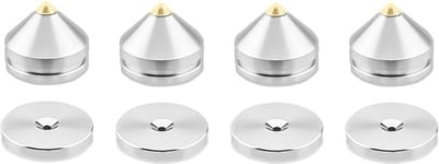 4x Luidspreker Spikes Isolatievoeten Zilver Metaal met Zelfklevende Pads voor HiFi Audio