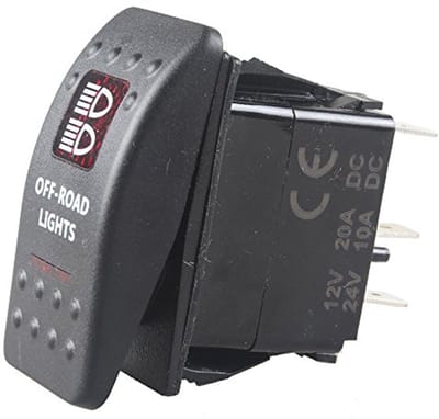 12V 20A Tuimelschakelaar met Rood LED Licht - Waterbestendig Schakelaar voor Auto en Boot - 5-Pin Wipschakelaar