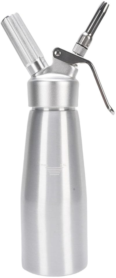 Ynkkvre - Crèmesifon - Crème Dispenser - Slagroomapparaat - 500 Ml Aluminiumcreme Whipper - Drie Decoratietuiten En Eenvoudig Schoonmaken - 1 - Voor Desserts En Koffie, Zilver