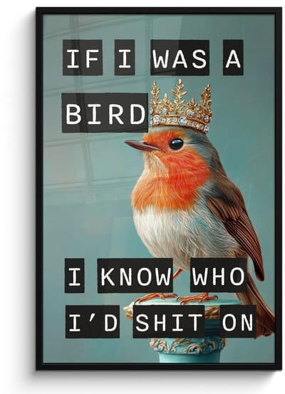 Poster in lijst - Fotolijst 80x120 cm - Posters - Roodborstje - Vogel - Blauw - Decoratie - Posterlijst zwart - Decoratie - Wanddecoratie woonkamer - Muurdecoratie slaapkamer
