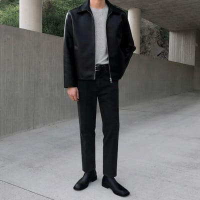 Leren herenjas, kort, lente en herfst, Koreaanse stijl, trendy, slanke pasvorm, stijlvolle revers, motorjas van PU-leer 2XL zwart