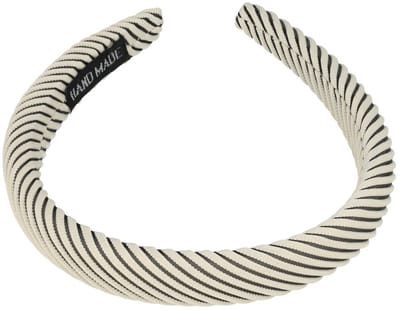 Haarsoires Haarband Diadeem 2cm – Dik Gevuld – Streeppatroon Stof – Creme - Comfortabel voor Dames & Meisjes - Universele Maat