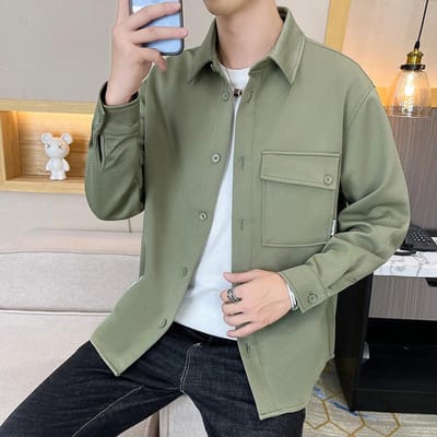 Shirt Japans Heren Eenvoudige Effen Kleur Overall Shirt Herfst Mode Heren Cardigan Jas Lange Mouw Shirt Heren 3XL gray