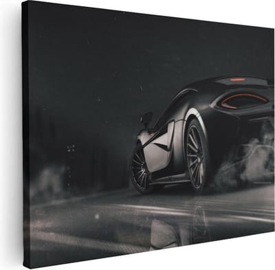 Artaza Canvas Schilderij Sportauto - 40x30 cm - Klein - Muurdecoratie Auto - Wanddecoratie Industrieel - Schilderijen Op Canvas Stad