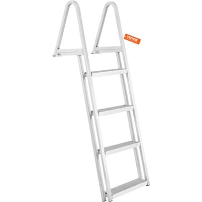 VEVOR Dock Ladder, 4 afneembare treden, draagvermogen 159 kg, aluminiumlegering bootladder met 10 cm brede trede en antislip, voor het betreden van schepen/meren/zwembaden/oceanen