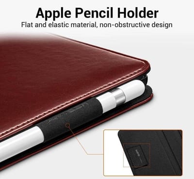 ESR - Premium Leren iPad Book Case Geschikt Voor Apple iPad Pro 11 (2018) - iPad Hoesje met Handstrap - Pasjes en Pencil Houder - Auto Sleep/Wake Functie- Bruin