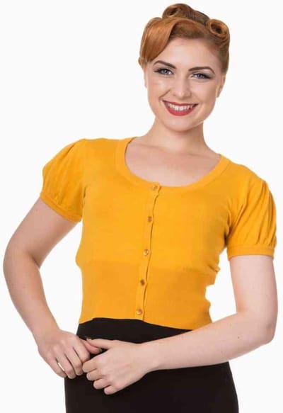 Dancing Days - Short Plain Cardigan - S - Goudkleurig