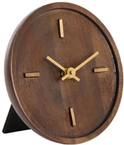 Light & Living Klok Ø15 cm VETI mango hout bruin+goud