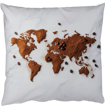 Sierkussens - Kussentjes Woonkamer - 50x50 cm - Wereldkaart - Koffie - Marmer