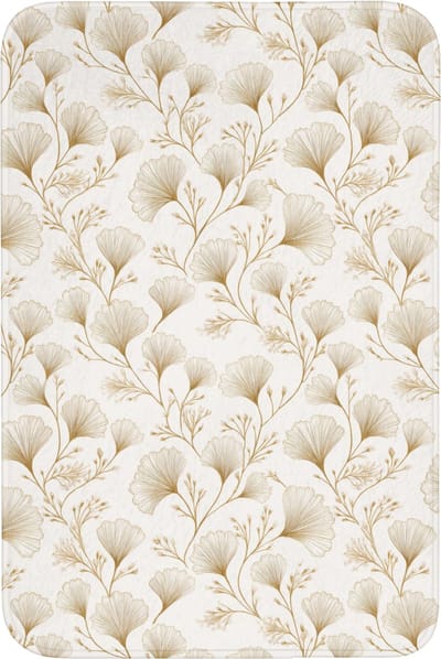 Badmat 60x90 cm - Antislip - Ginkgo - Takken - Goud - Badmatten voor badkamer - Badkamermat - Douchemat - Badkamer mat