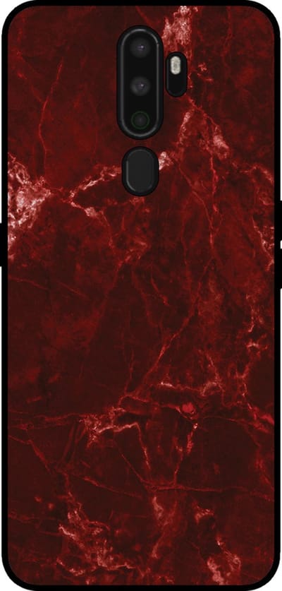 Smartphonica Telefoonhoesje voor OPPO A5 2020 met marmer opdruk - TPU backcover case marble design - Rood geschikt voor OPPO A5 (2020)