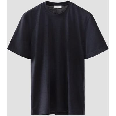 Eton T-Shirt Merino Wool Tencel Jersey Faux-Uni Crew Neck Navy / male