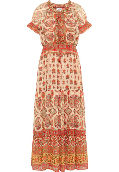 usha Maxi-jurk met all-over print Dames Oranje Veelkleurig
