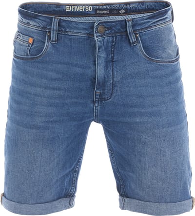 riverso Heren Short Broeken RIVUdo regular/straight Fit Blauw W 44 Volwassenen Denim shorts Stretch Jeans Korte Broek