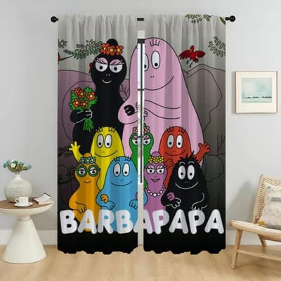 Gordijnen voor Huisinterieur voor Camera Les Barbapapas Verduisterend Gordijn voor Kamer 2 Panelen Scheidingsgordijnen Halloween Decoratie Woonkamer W50xH70cmx2pcs-CL
