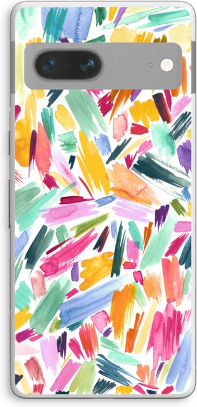 Case Company® - Hoesje geschikt voor Google Pixel 7 hoesje - Watercolor Brushstrokes - Soft Cover Telefoonhoesje - Bescherming aan alle Kanten en Schermrand