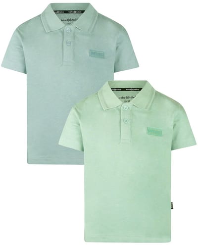 Koko Noko - NOOS-BOYS - Jongens - Biologische katoen - 2 Polo Shirts - Light blue - Faded green - Maat 92