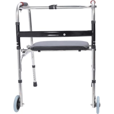 Déambulateur Rollator Pliable avec Roues Avant Roulantes Siège Rembourré Amovible Cadre en Acier Inoxydable 6