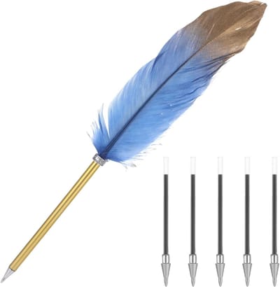 Set van 5 Schrijfpennen met 5 Vervangcartridges voor School, Trouwen, Handtekeningen en Kantoorgebruik, Blauw