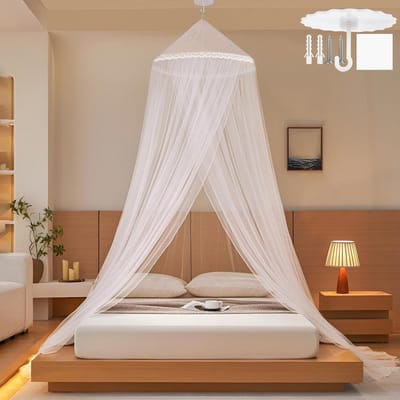 Dubbele en enkele bedden muggennet van polyester met opzetkit - Draagbaar fijnmazig muggennet voor thuis en reizen, 60 x 250 x 110 cm