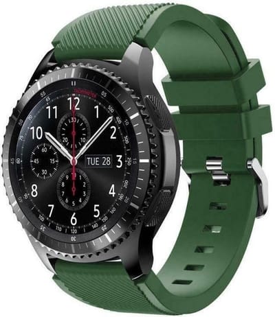 By Qubix - Compatible Samsung bandje - Siliconen sportbandje - Donkergroen - Geschikt voor Samsung Galaxy Watch 3 (45mm) - Galaxy Watch 46mm - Samsung Gear S3 Classic & Frontier
