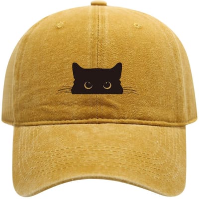 Vintage baseballpet met zwarte kattenprint voor mannen en vrouwen, modieuze en casual veelzijdige hoed voor winkelen en daten Adjustable brown