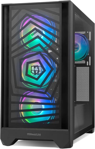 Computer Behuizing - PC Kast Mid Tower - PC Bouwen - Verwisselbaar Frontpaneel - 400mm Kaarten - Zwart