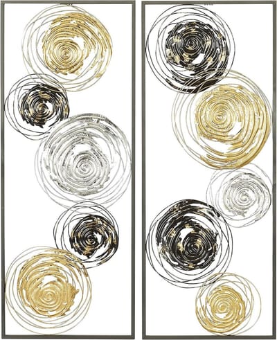 Wanddecoratie Set - Muurdecoratie - Hedendaagse Woning - Metalen Spiralen - 46x14 inch - Zwart