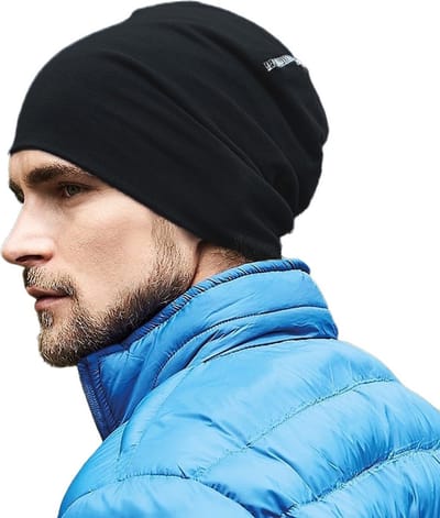 Beechfield Wintermuts Oslo - zwart/wit - volwassenen - Katoen/elasthan - sport muts beanie - gebreid