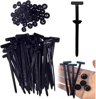 EXCITAT 100 stuks - Gerolde kabelbinders - Zelfborgende kabelbinders - met pinnen en knoppen - Geschikt voor huis, tuin, kantoor en voertuigen