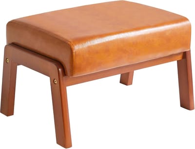 Voetenbank Rechthoekig - Ottomaanse Poef - Ontspannen Zitten - Gewatteerde Spons Zitting - 44 x 15 x 31 cm - Geelbruin