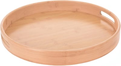 Rond serveer dienblad van bamboe hout 40 x 5 cm - Huishoud classics