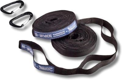 12 Voet Hangmattenbanden Set van 2 - 400 lbs Max - Snel Op Te Hangen - Boomvriendelijk - Zwart