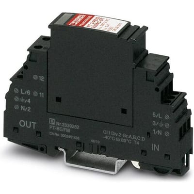 Phoenix Contact 2817958 PT 2+1-S-48DC/FM Overspanningsveilige afleider Set van 10 stuks Overspanningsbeveiliging voor: Verdeelkast 0.5 kA 10 stuk(s)