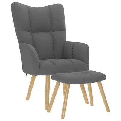 vidaXL - Relaxstoel - met - voetenbank - stof - donkergrijs