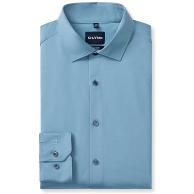 OLYMP No. Six 24/Seven Overhemd, Super Slim, Modern Kent, Ozonblauw