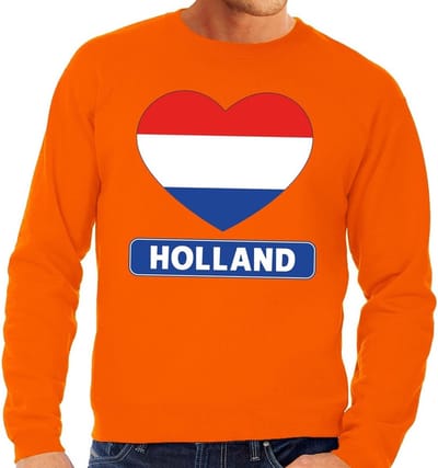 Oranje Holland hart vlag sweater volwassenen S