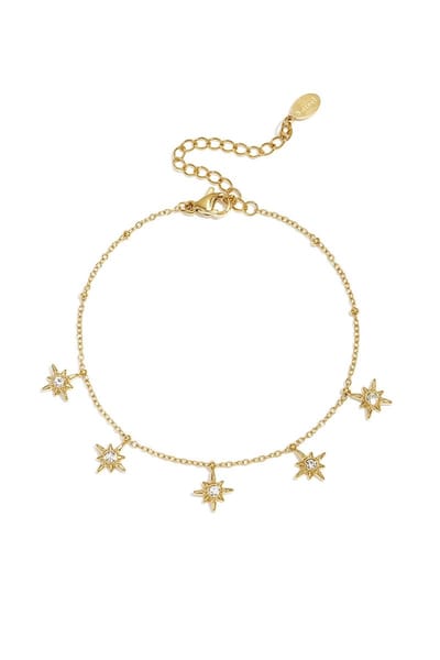 Dames Armband met vallende sterretjes - Goudkleur - Verkleurt niet - Cadeau - Goudlief.nl