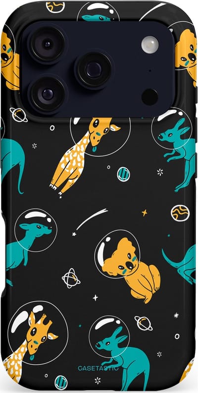 Casetastic hoesje geschikt voor Apple iPhone 17 Pro - MagSafe - Dubbellaagse bescherming - Donkere Ruimte Safari - Fashion Case - Zwart Petrol