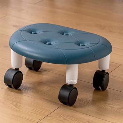 NAXSIR - Ergonomische draaibare kruk, 360° draaibaar, rond met verstelbare wielen, blauw