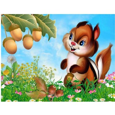 Volledige ronde boor 5D DIY diamant schilderij  Cartoon eekhoorn  3D kruissteek muur 5D Home Decor 30X40CM