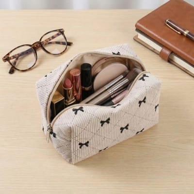 Elegante geribbeld fluweel toilettas voor dames, draagbare beauty case voor reizen, perfect als cadeau voor verjaardag of Kerstmis