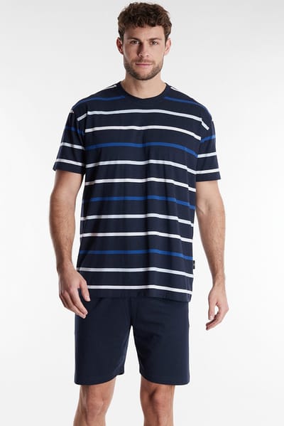 Götzburg shortama heren - donkerblauw gestreept - 452171/652 - maat 54