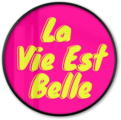 Poster in lijst Rond - Fotolijst 60x60 cm - Posters - Quote - Retro - Roze - Ronde posterlijst zwart - Decoratie - Wanddecoratie woonkamer - Muurdecoratie slaapkamer