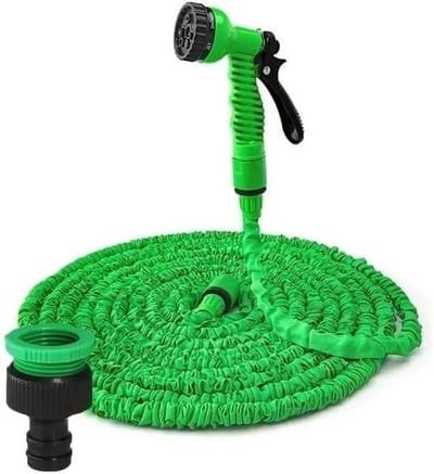Flexible Garden Hose for Gardening, High Pressure Cleaning, Extendable Garden Irrigation, Multi-Purpose Garden Cleaning, Green, 5 m