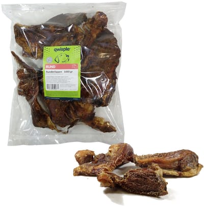 Qwisple Runderlippen - Hondensnacks Gedroogd Rund - 1000 gr
