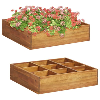 vidaXL - Kruidenplantenbak - verhoogd - 60x60x15 - cm - massief - acaciahout