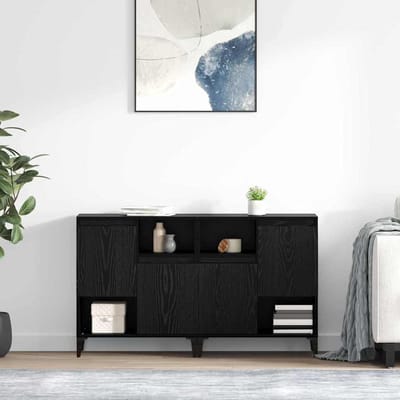 vidaXL Dressoirs 2 st Zwart Eiken 60 x 35 x 70 cm Bewerkt hout